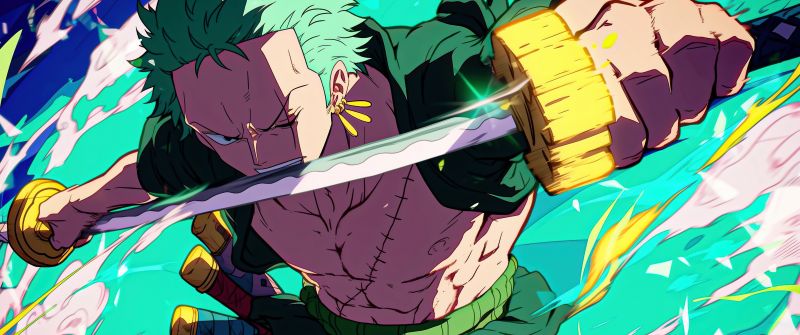 Roronoa Zoro, Action, 5K, Sword, Katana, One Piece