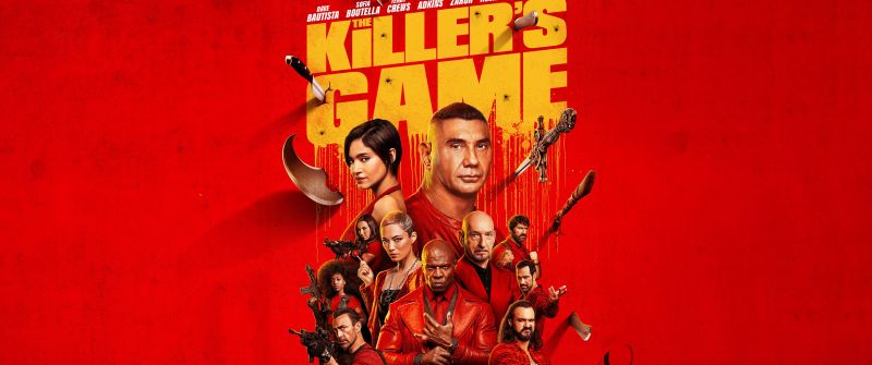 The Killer's Game, 2024 Movies, 5K, Red background, Dave Bautista