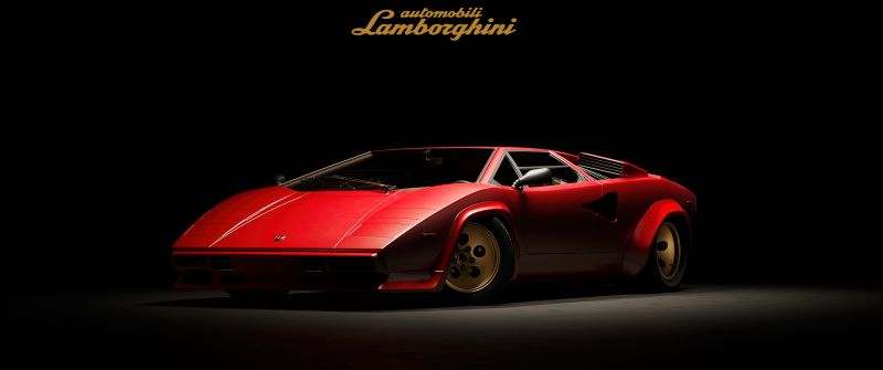 Lamborghini Countach, Dark aesthetic, Classic cars, 5K, Dark background, Red cars