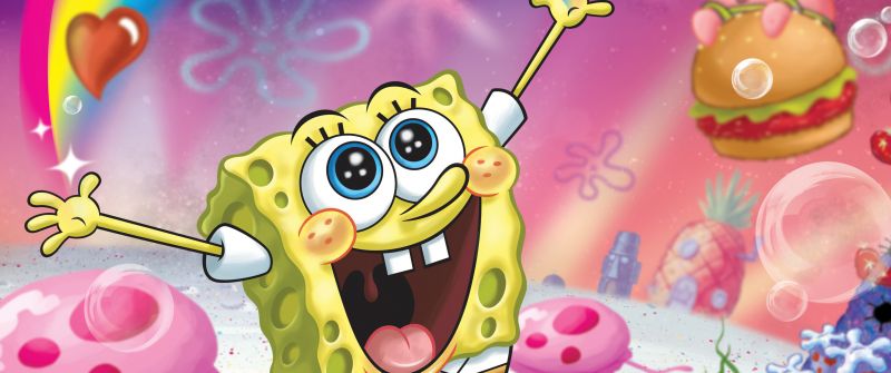 SpongeBob smiley face, Patrick Star, SpongeBob SquarePants, Rainbow