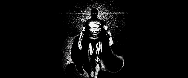 Superman, Monochrome, AMOLED, DC Superheroes, Black background, 5K, DC Comics