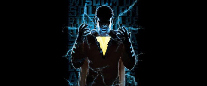 Shazam!, Silhouette, DC Superheroes, AMOLED, Lightning, Black background, 5K