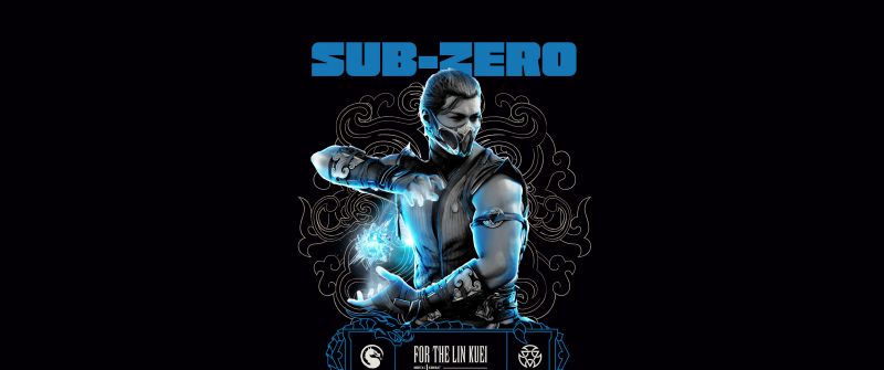 Sub-Zero (Mortal Kombat), AMOLED, 5K, 8K, Black background, Sub-Zero