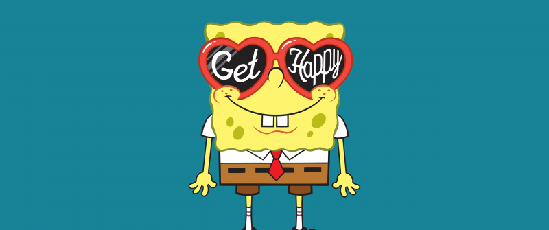 SpongeBob, Get Happy, SpongeBob smiley face, SpongeBob SquarePants, 5K