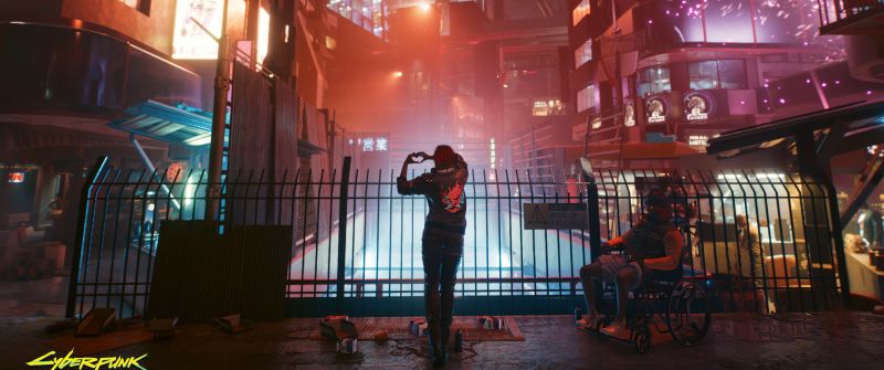 V (Cyberpunk), Love heart, Cyberpunk 2077, Dystopian, Night City, 5K