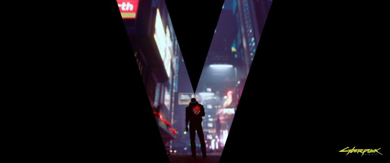 V (Cyberpunk), Poster, Cyberpunk 2077, Dark background, 5K, Game poster, Video Game