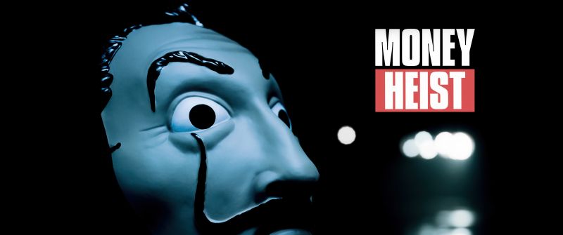 Money Heist, Dali Mask, 5K, Dark background