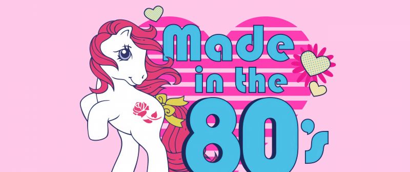 Made in the 80's, Unicorn, 5K, Pink background, Pastel background, Pastel pink, Pink Heart, RetroWave art, Girly backgrounds