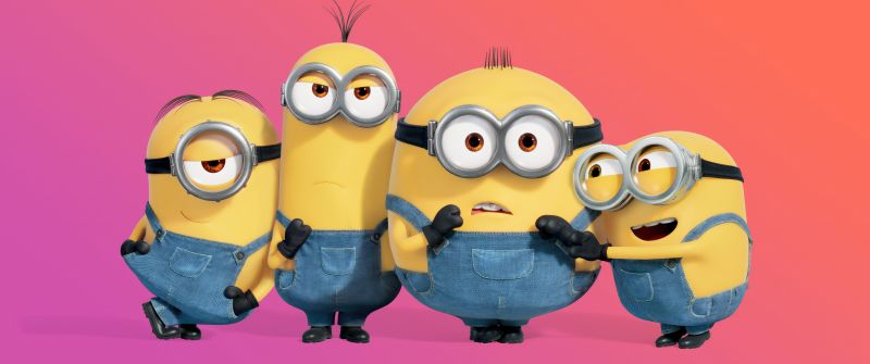 Minions, Gradient background, 5K, 8K