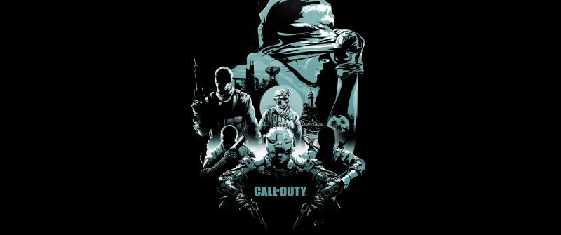 Call of Duty, AMOLED, Video Game, Game poster, 5K, 8K, Black background, Illustration