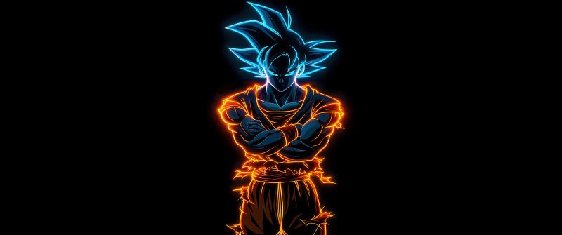 Son Goku, AMOLED, Glowing, Black background, 5K, 8K