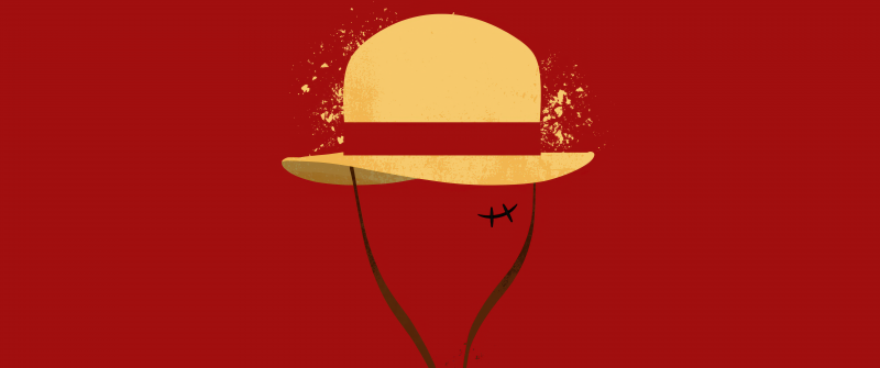 Monkey D. Luffy, Hat, Minimalist, Red background, 5K, 8K, One Piece