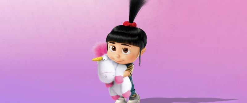 Agnes, Unicorn, Despicable Me, 5K, 8K, Pink background, Aesthetic