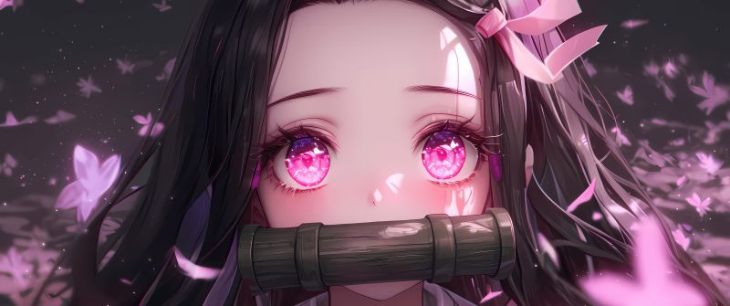 Nezuko Kamado, Cute art, Pink aesthetic, Kimono, Demon Slayer: Kimetsu no Yaiba