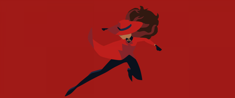 Carmen Sandiego, Minimalist, Red background, 5K