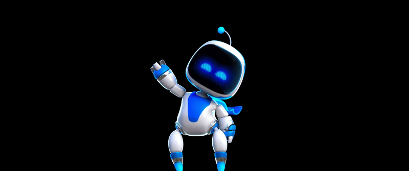 Astro Bot, AMOLED, 5K, 8K, 2024 Games, Robot, PlayStation 5, Black background