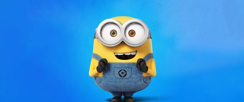 Minion, Cartoon, Blue background, Despicable Me