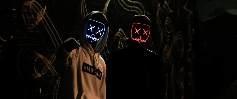 Friends, Anonymous, LED masks, Dark, Hoodie, 5K