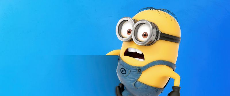 Minion, Despicable Me, Blue background, 5K