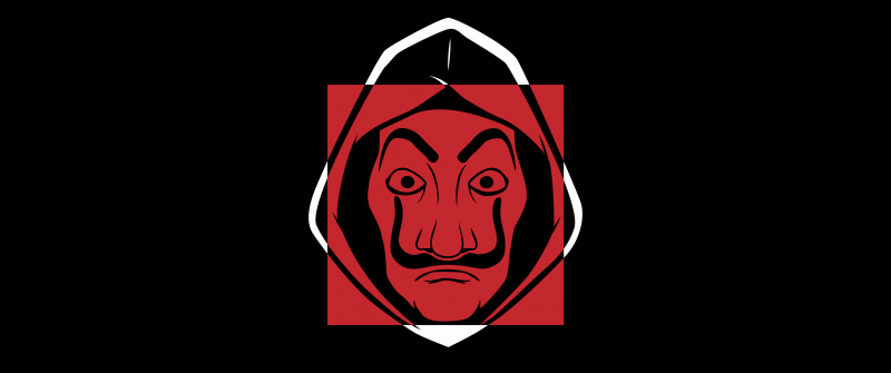 Dali Mask, Minimalist, Dark background, 5K, Money Heist