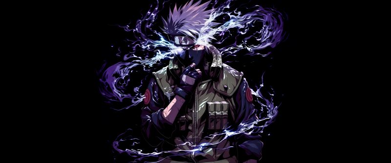 Kakashi Hatake, AI art, 5K, 8K, Naruto, AMOLED, Black background