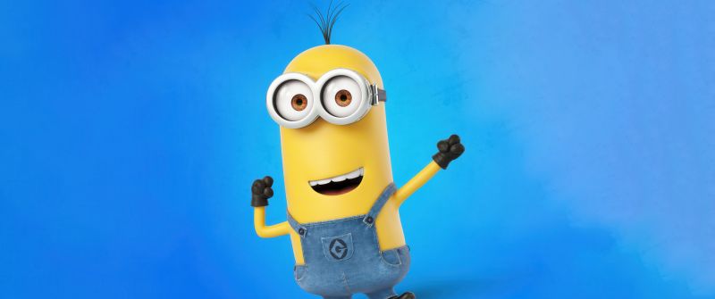 Minion, 8K, Blue background, 5K, Despicable Me