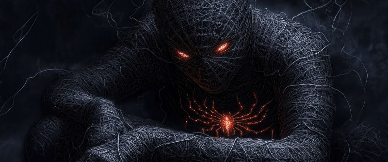 Spider-Man, Dark aesthetic, Hell, 5K, Glow in dark