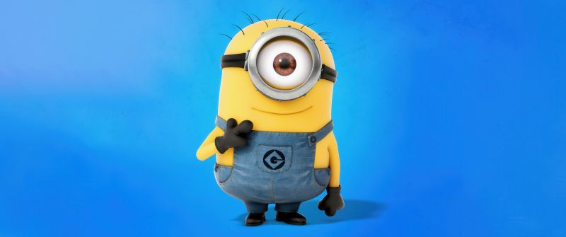 Minion, Blue background, 5K, 8K, Despicable Me