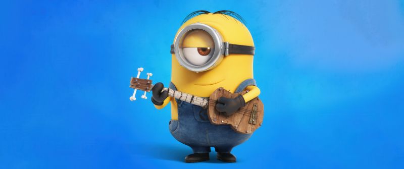 Stuart, Minion, 5K, 8K, Blue background, Despicable Me