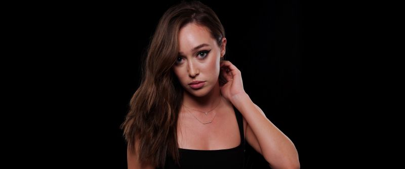 Alycia Debnam-Carey, Black background, 8K, AMOLED, 5K