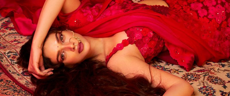 Aditi Rao Hydari, Heeramandi, Red aesthetic, Indian actress, 5K, Traditional