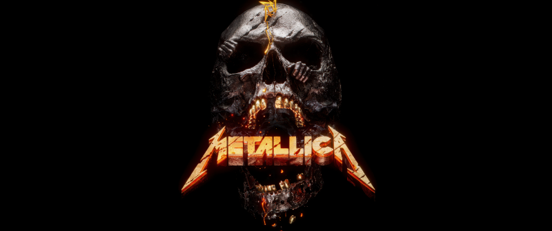 Metallica, AMOLED, Skull, 5K, Black background