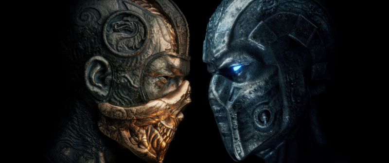 Scorpion vs Sub-Zero, Mortal Kombat, Artwork, 5K, 8K, Black background