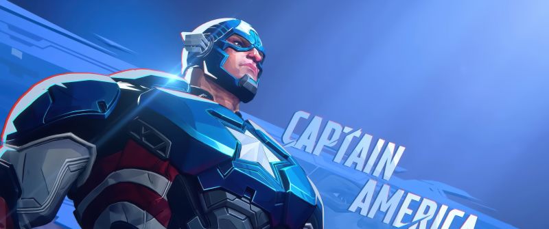 Captain America, Marvel Rivals, 2024 Games, Blue background