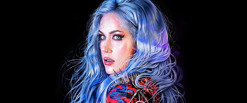 Alissa White-Gluz, 8K, Portrait, Canadian singer, Black background, 5K