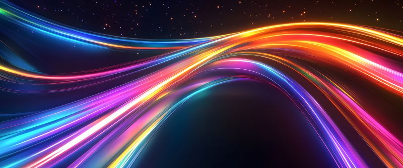 Dynamic, Neon trails, Energy, Galaxy, Futuristic, 5K, 8K, Colorful background, Cosmic, Stars in sky