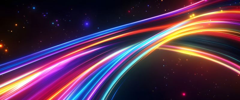 Colorful, Neon trails, Dynamic, Energy, Galaxy, Futuristic, 5K, 8K, Cosmic