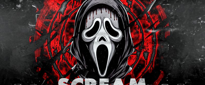 Scream, Ghostface, Dark background, 5K