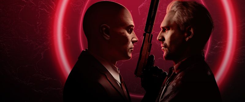 Hitman World of Assassination, Video Game, Dark red, Red background