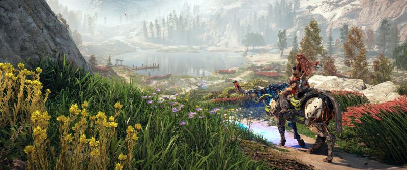 Horizon Zero Dawn, Landscape, Aloy, 5K