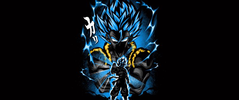 Goku, Fusion attack, Dragon Ball Z, Anime series, Black background, AMOLED, 5K, 8K