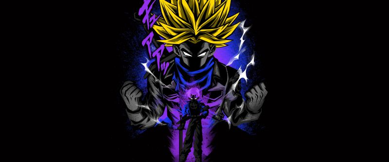 Son Goku, Dragon Ball Z, Anime series, Black background, AMOLED, 5K, 8K
