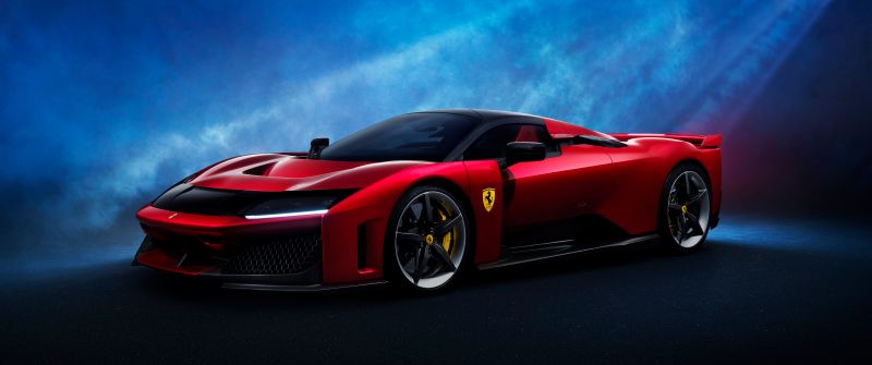 Ferrari F80, Supercar, 2025, Red cars, 5K, Blue background