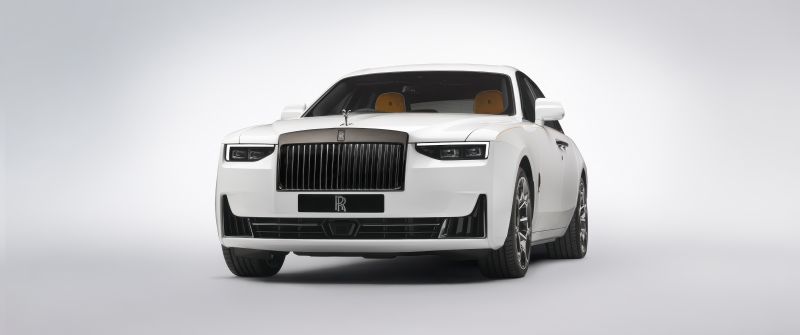 Rolls-Royce Black Badge Ghost Series II, 5K, 2024, White aesthetic, White cars, White background