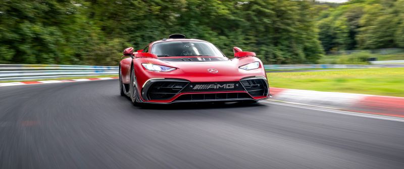 Mercedes-AMG ONE, Race track, Racing car, Hypercars, 5K, Red cars