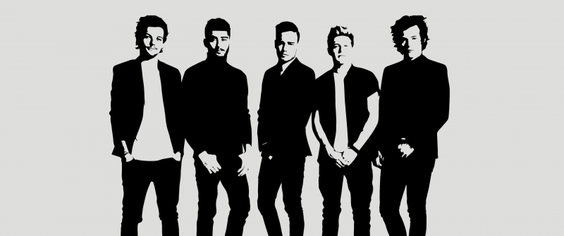 One Direction, Minimalist, Boy band, Pop band, Louis Tomlinson, Niall Horan, Harry Styles, Liam Payne, Zayn Malik, 5K, White background, Monochrome, Black and White