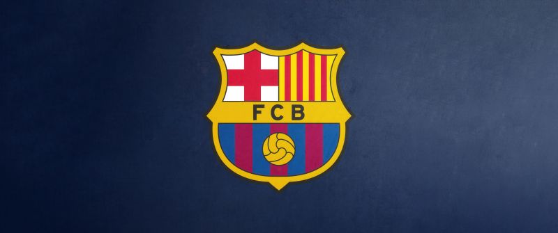 FCB, Navy blue background, FC Barcelona, Crest, 5K