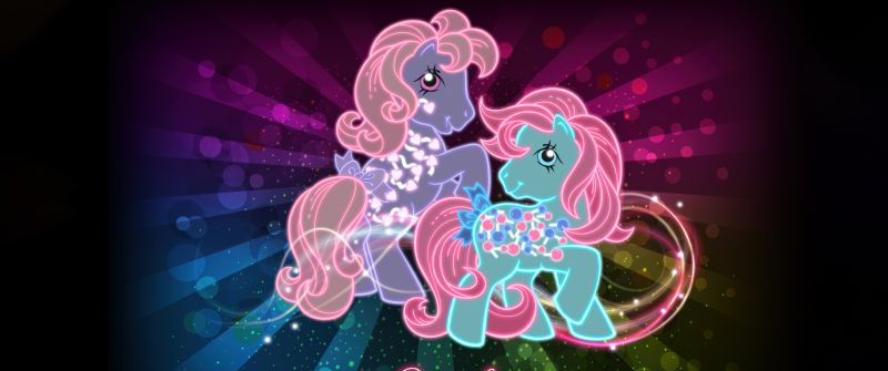 Love Melody, Sweet Tooth, My Little Pony, Best friends, Neon art, Glitter background, Rainbow colors, Colorful background