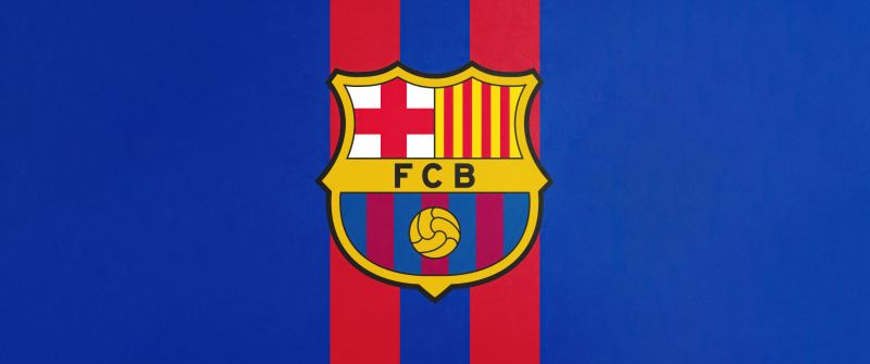 FCB Logo, Blue background, 5K, Crest, FC Barcelona