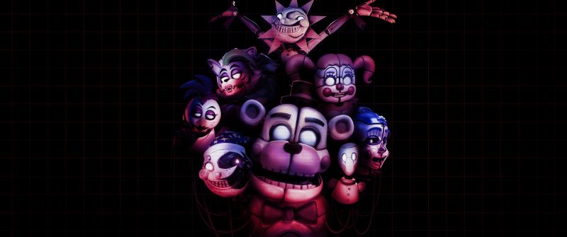 Five Nights at Freddy's, Dark aesthetic, Dark background, FNAF, Chica (FNAF), Bonnie (FNAF), Freddy (FANF), Animatronics